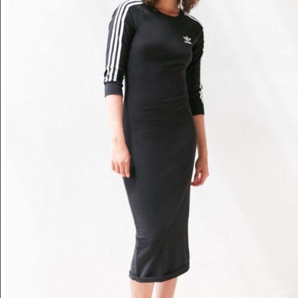 Adidas Original 3 Stripe Bodycon Midi Dress